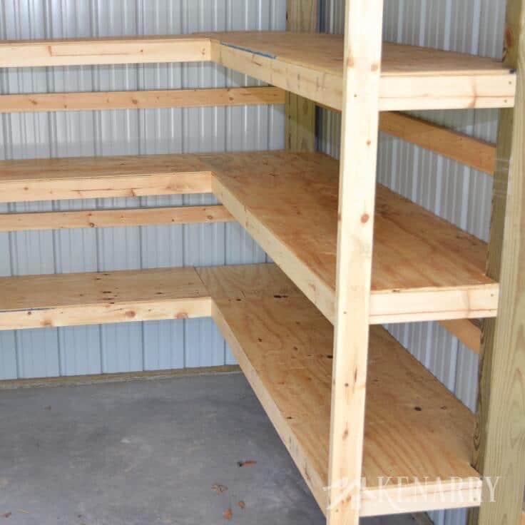 DIY Corner Shelves for Garage or Pole Barn Storage