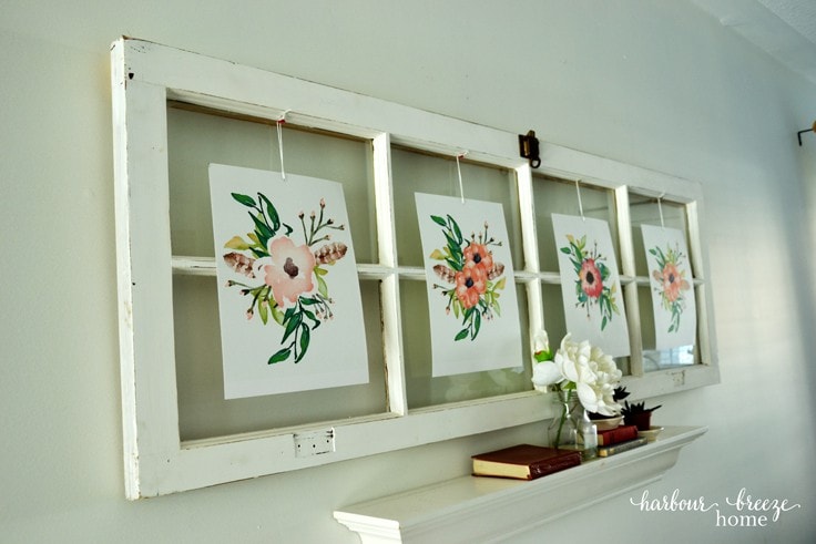 Wall art from an old door and watercolor peonies. 